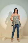 Teal Floral Halter Neck Top