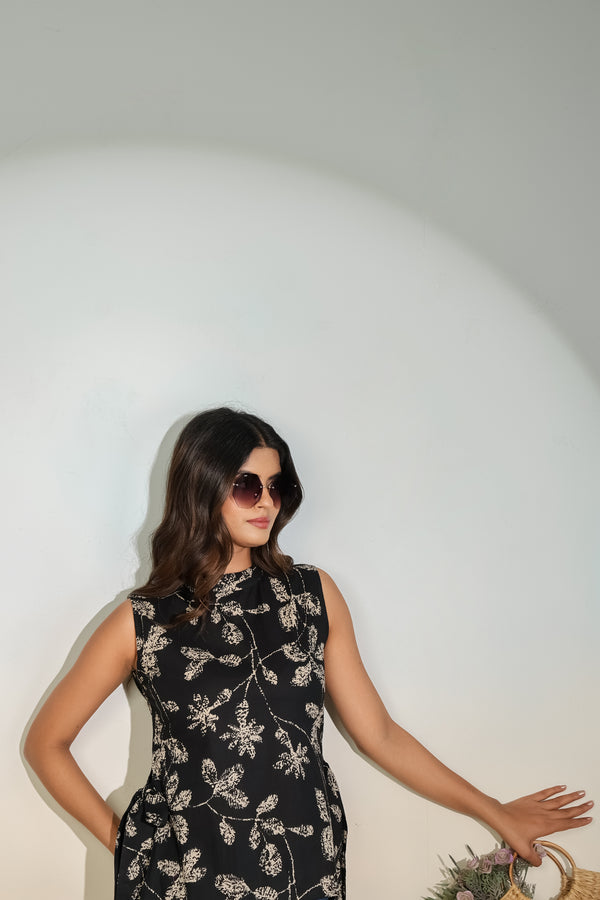 Black Floral Sleeveless Top