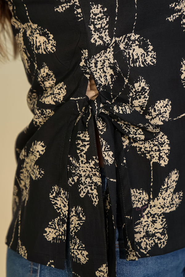 Black Floral Sleeveless Top