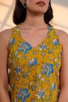 Mustard Yellow Floral Printed Sleeveless Top