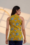 Mustard Yellow Floral Printed Sleeveless Top