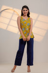 Mustard Yellow Floral Printed Sleeveless Top