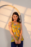 Mustard Yellow Floral Printed Sleeveless Top