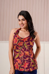 Maroon Floral Halter Neck Top