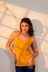 Mustard Printed Halter Neck Top