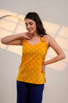 Mustard Printed Halter Neck Top