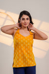 Mustard Printed Halter Neck Top