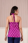 Magenta Printed Halter Neck Top