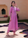 Purple Cotton Printed Anarkali Kurta Pant with Dupatta Set Ethnic Wear for Women