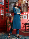 Azure Grace Blue Embroidered Rayon Kurta Pant with Dupatta SetEthnic Wear for Women