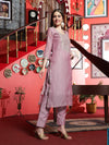 Lavender WhisperSilk Blend Kurta Pant with Dupatta Set