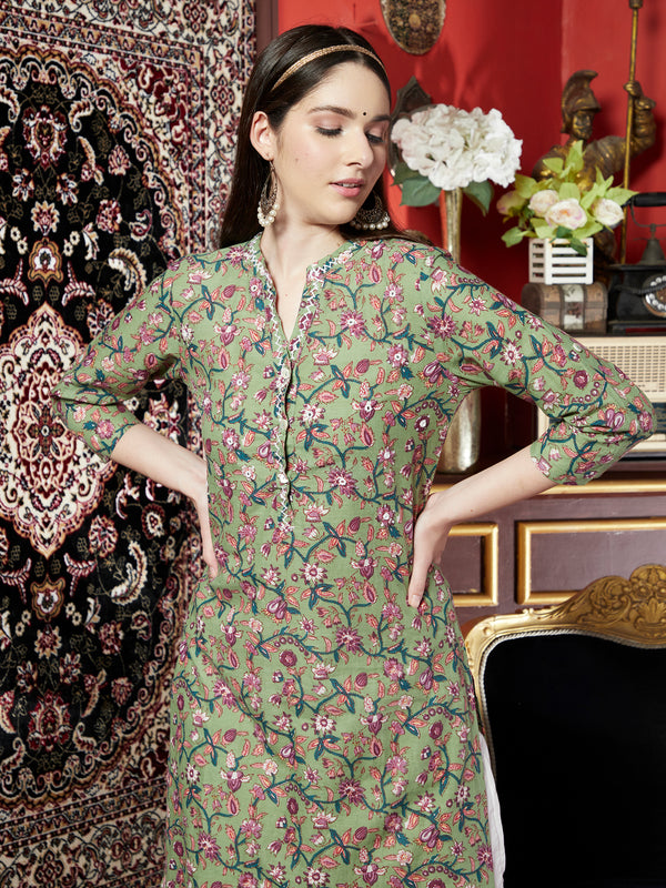 Fern Whisper Printed Cotton Kurta