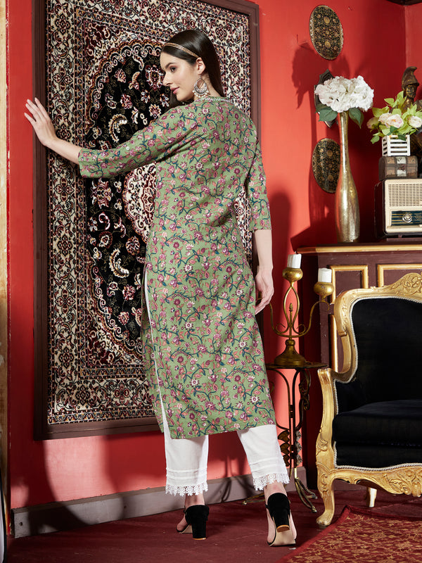 Fern Whisper Printed Cotton Kurta
