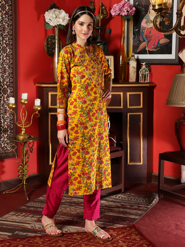 Amber Glow Printed Cotton Kurta