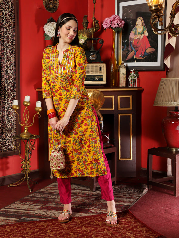 Amber Glow Printed Cotton Kurta