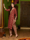 Crimson Canvas Abstract Printed Maroon Kurta Pant with Dupatta SetEthnic Wear for Women