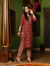 Crimson Canvas Abstract Printed Maroon Kurta Pant with Dupatta SetEthnic Wear for Women