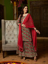 Emerald Aura Green Kurta Sharara with Dupatta Set Festive Ethnic Wear for Women