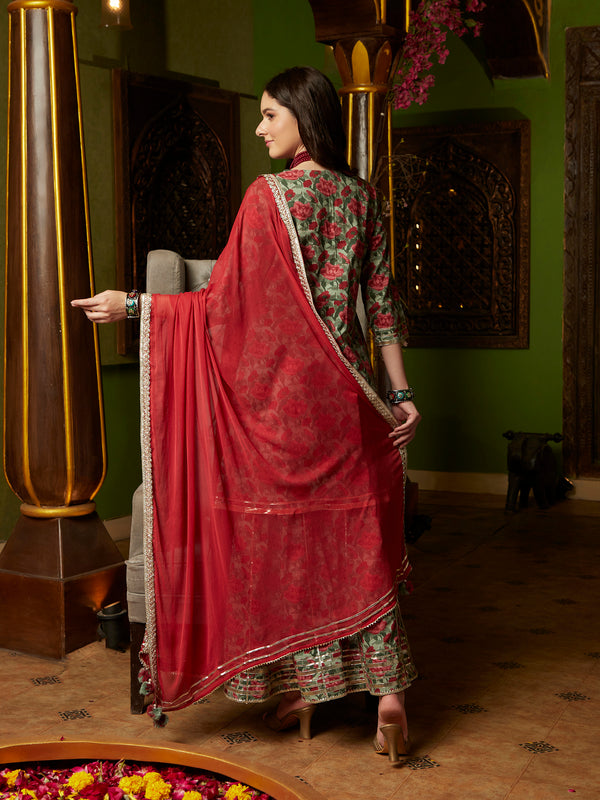 Emerald Aura Green Kurta Sharara with Dupatta Set Festive Ethnic Wear for Women