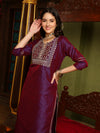 Majestic Mauve Silk Blend Kurta Pant With Dupatta Set