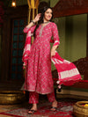 RangrezaBandhej Printed Kurta Pant Dupatta Set