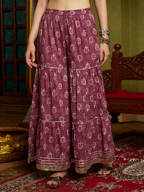 Royal Orchid Purple Kurta Sharara with Dupatta Set