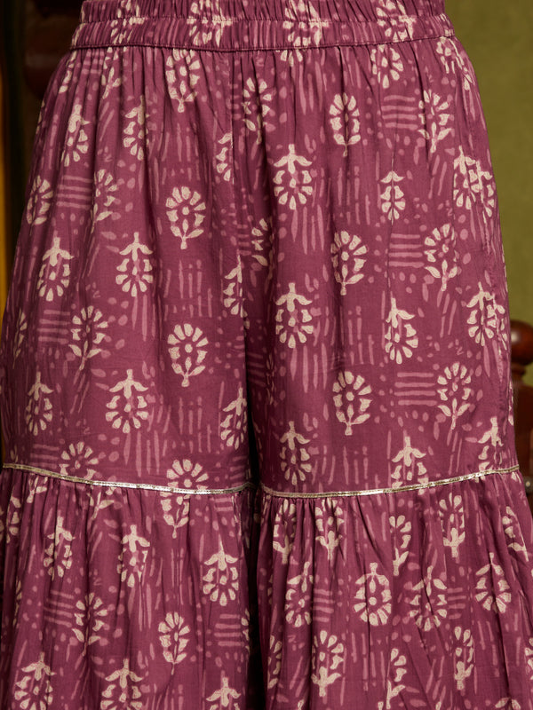 Royal Orchid Purple Kurta Sharara with Dupatta Set