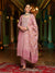 Purple Embroidered Straight Kurta With Trouser & Dupatta Set