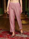 Purple Embroidered Straight Kurta With Trouser & Dupatta Set