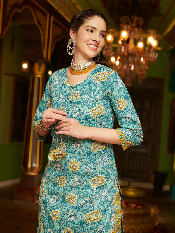Whispering Meadows Printed Kurta Pant Dupatta Set