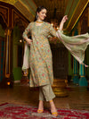 Sage SymphonyGreen Cotton Printed Kurta Pant Dupatta Set