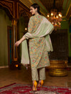 Sage SymphonyGreen Cotton Printed Kurta Pant Dupatta Set