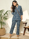 Ishya Blue Pure Cotton Co-ord Set with Top & Trousers