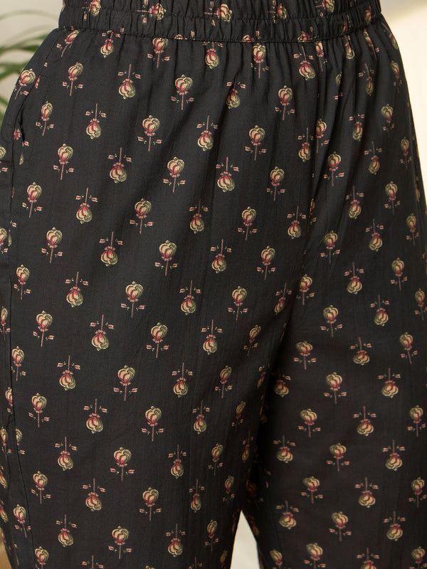 Gulzar Floral Printed Pure Cotton Top, Trousers & Shrug Co-Ord Set