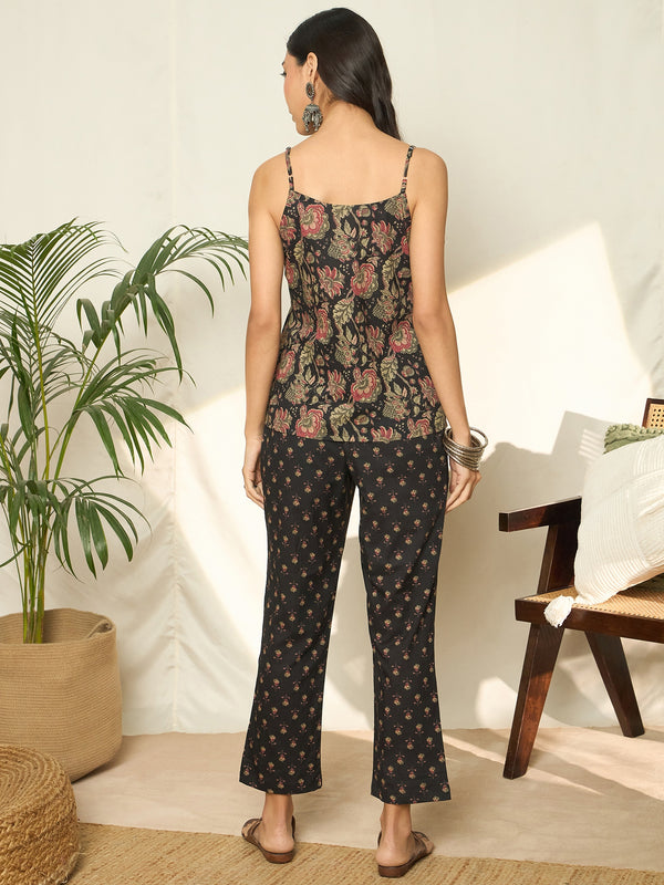 Gulzar Floral Printed Pure Cotton Top, Trousers & Shrug Co-Ord Set