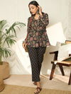 Gulzar Floral Printed Pure Cotton Top, Trousers & Shrug Co-Ord Set