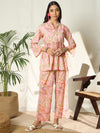 Ruhani Petalveil Floral Printed Pure Cotton V-Neck Tunic & Trouser Co-Ord Set