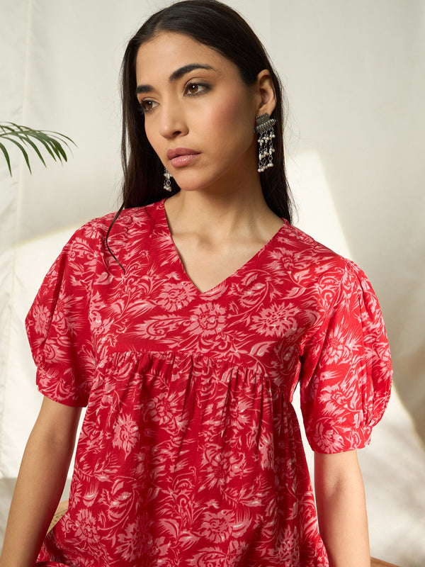 Vanya Pure Cotton Floral Printed Tunic & Trousers Co-ord Set