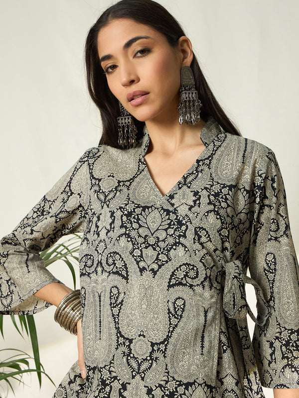 Kiyana Black Cotton Co-ord Set with Tunic & Trousers