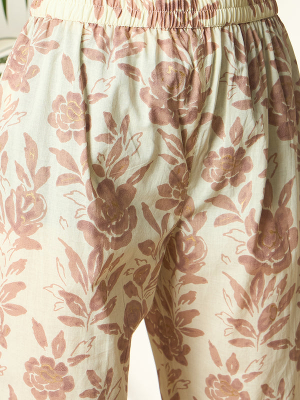 Naira Meadow Floral Printed Tunic & Trouser Co-Ord Set