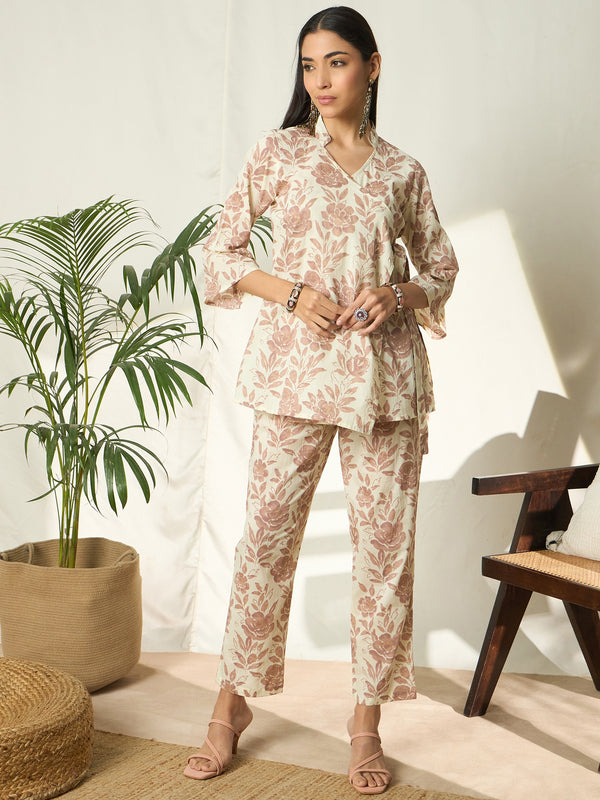 Naira Meadow Floral Printed Tunic & Trouser Co-Ord Set
