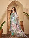 Seaside Glow Silk Blend Sea Green Embroidered Kurta Set with Dupatta