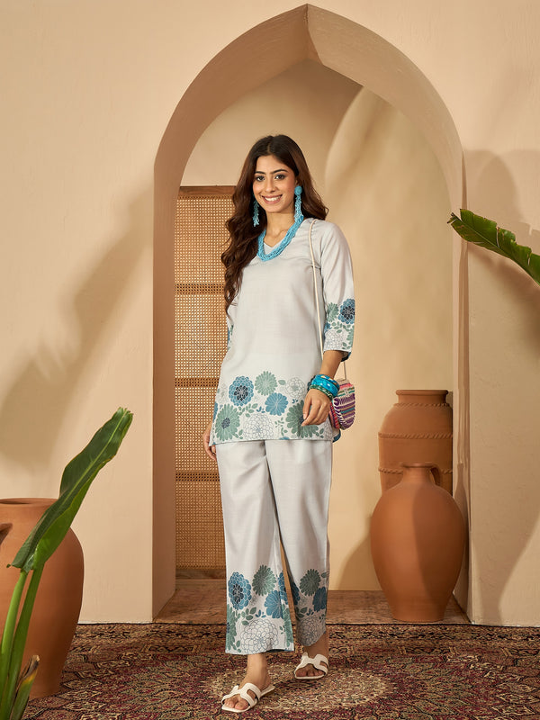 Elira Bloomfield – Floral Placement Printed Cotton Co-Ord Set