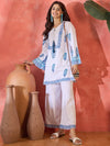 Nilaya Blue Block Printed Pure Cotton Tunic & Trousers Co-Ord Set