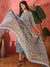 Sage Bloom Floral Printed & Embroidered Pure Cotton Anarkali Kurta with Trouser & Dupatta
