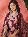 Cocoa Bloom Brown Pure Cotton Printed Kurta Set with Dupatta