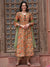 Orange Printed Gotta Patti Detail Pure Cotton A-Line Kurta With Trousers & Dupatta