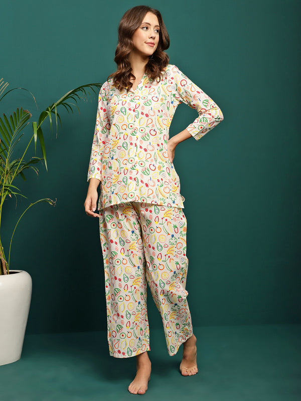 Citrus Bloom Fruit Printed Co-Ord Set