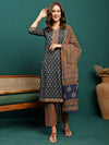 Ocean Drift Printed Pure Cotton Straight Kurta With Trouser & Dupatta Set