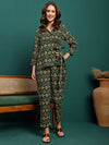 Forest Muse Printed Rayon Tunic & Trouser Co-Ord Set
